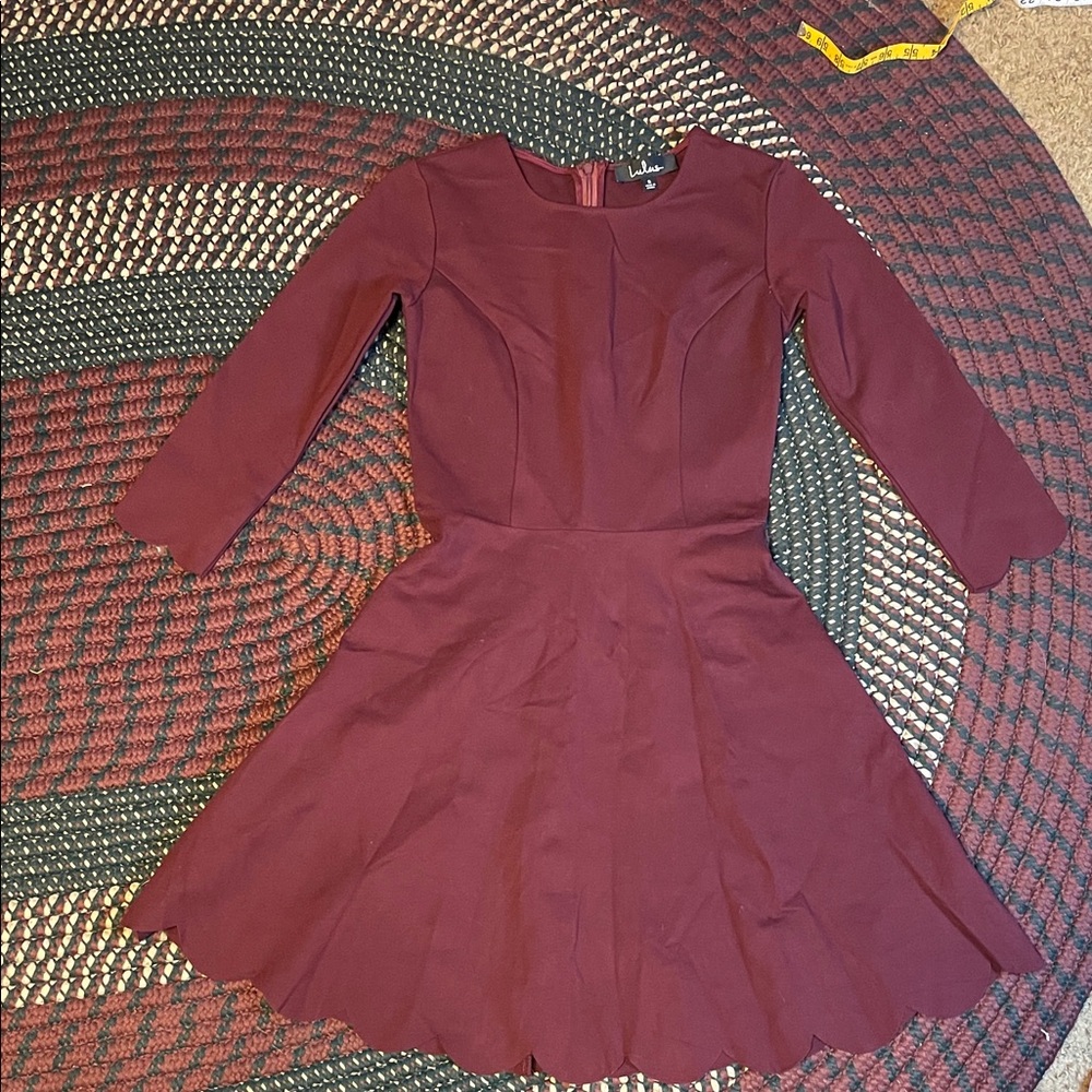 Lulus | Cumulonimbus Clouds Burgundy Skater Dress Size Small